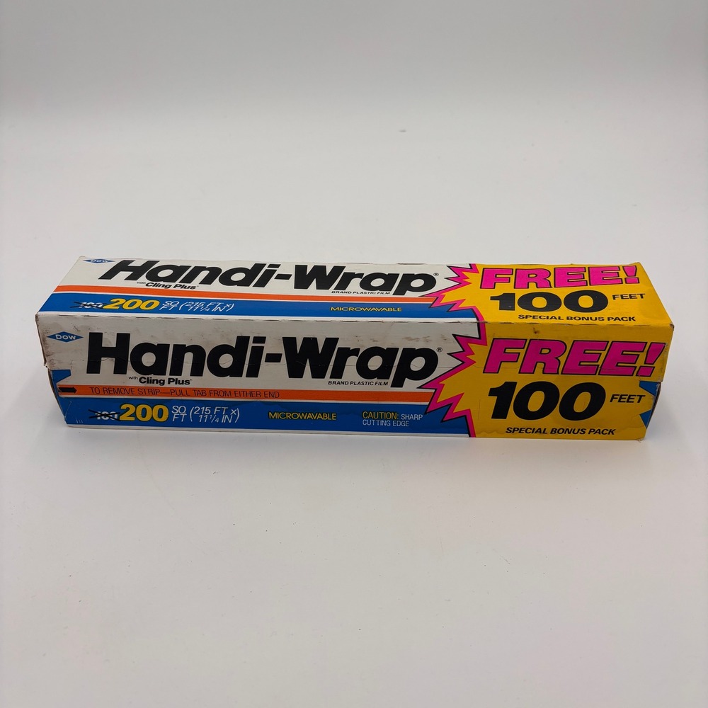 Dow Handi-Wrap Plastic Film 300 Feet 11.75in Clear New Vintage 1989 Bonus Pack